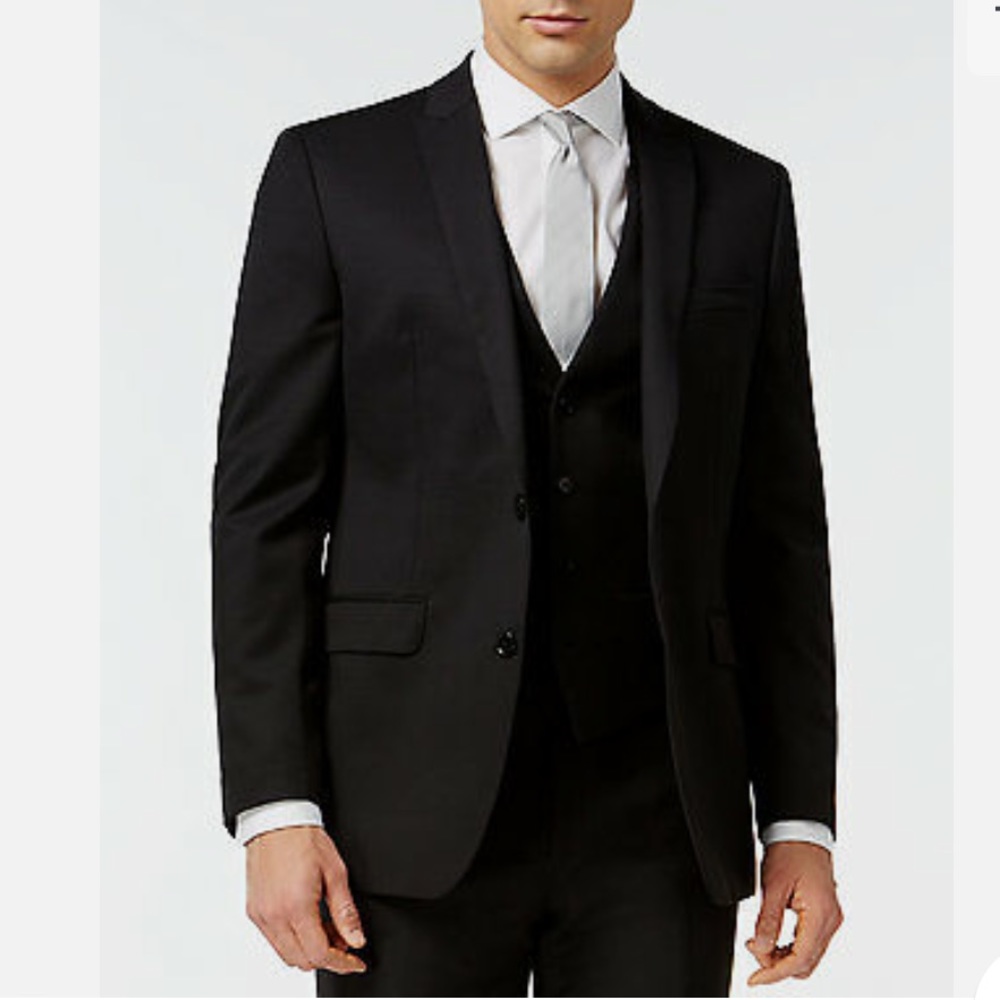 Bar III Slim Fit Wool 2 Piece Suit Black Size 42R